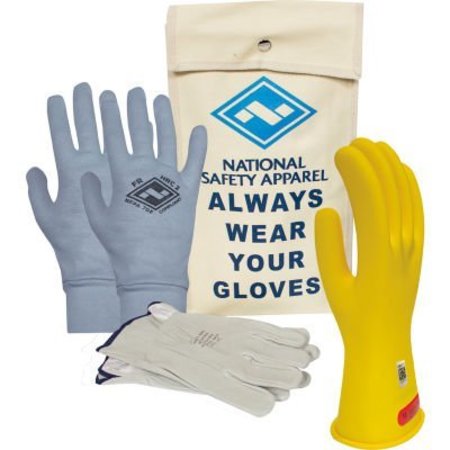 NATIONAL SAFETY APPAREL ArcGuard® Class 0 ArcGuard Rubber Voltage Glove Premium Kit, Yellow, Size 8, KITGC0Y08AG KITGC0Y08AG